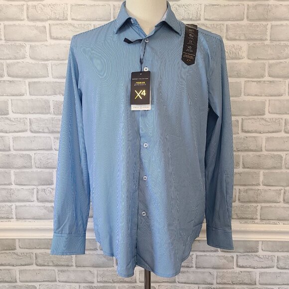Report Collection 4 Way Dress Shirt Mens Med Slim Fit Classic Preppy Career New - Picture 1 of 8